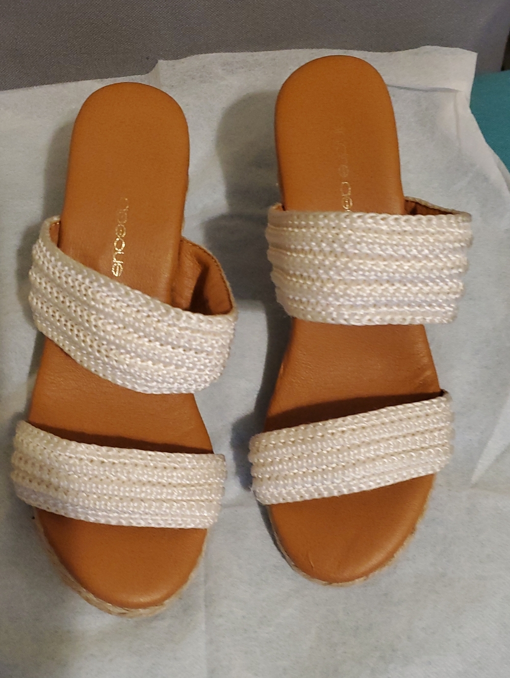 Andre Assous Cream Braided Double-Strap Slide Sandals